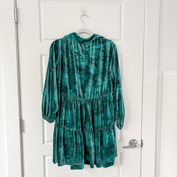 Maeve Anthropologie The Bettina Tiered Mini Shirt Dress Holly Velvet - Picture 7 of 8